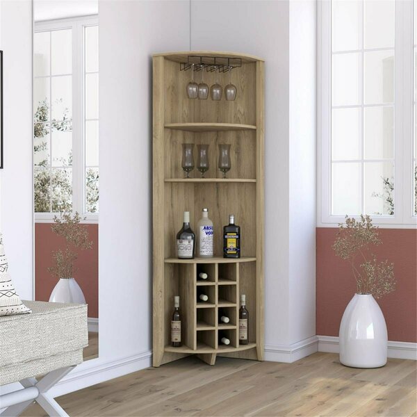 Depot E-Shop Giza Corner Bar Cabinet, Macadamia DE-BLM7785